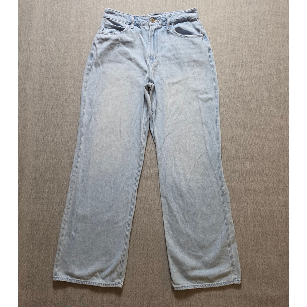 Hollister Jeans Women 6R Light Blue Ultra High-Rise Distressed Baggy W28R